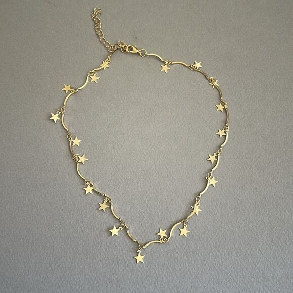 Gold Star Choker Necklace A1338 - Picture 4 of 4